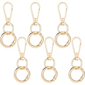 6Pcs Swivel Clasp Clip, Double Opening Swivel Clasp Metal Snap Hooks with Spring Gate Rings Claw and Keychains Clasps, Keychain Ring Clip for Jewelry Making DIY Crafts Lanyard Making