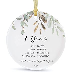 First Anniversary Christmas Ornaments Gifts for Couple,1st Anniversary Ornament 2024,1 Year Anniversary Wedding Ornaments Keepsake