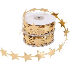 21.87 ياردة Gold Glitter Glitter Star Trim Rope Golden Fabricismensing Starly Starly Polyester Polyester Chrismas String Ribbon for Gift Festival Party Party Wedding Diy Craft Supplies