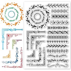 CHGCRAFT Gear Frames Clear Stamp Silicone Seal Stamps Gear Corners Frame Transparent Stamp for Crafts Stamps Cards for Card Making DIY Scrapbooking Album Journal Decoration Crafts