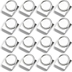 Matihay 16 Pack Magnet Clips Huffy Duty ، مقاطع مغناطيسية معدنية 1.2 بوصة للثلاجة ، ومقاطع مغناطيسية للوحة البيضاء ، والصورة ، ومغناطيس المكتب ، ومغناطيس الحافظة للأبيض (الفضة ، 16 حزمة)