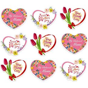 48pcs Happy Mother's Day Gift Label Stickers 1.5" Love Heart Mother's Day Stickers Flowers Gift Tag Stickers for Envelope Seals Gifts Wrapping Boxes Cards Party Favor Flowers Decorations