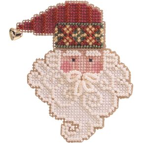 Santa Noel Beaded Counted Cross Stitch Ornament Kit Mill Hill 2002 Charmed Santa Faces MHCSF34