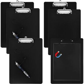 6 Pack Mavelboards مع حامل القلم 9x 12.5 لوحة مشبك أسود مع الحرف المنخفض حجم الحرف القصاصات الحافظة التمريض حافظة شوكية قابلة للطي لفصل مكتب الثلاجة (6)