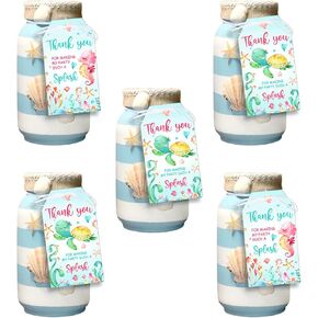 Ocean Thank You Tags Under The Sea Party Decorations Girl 100PCS Gift Box Tags with String Ocean Theme Thank You Hanging Labels for Baby Shower Birthday Party Supplies