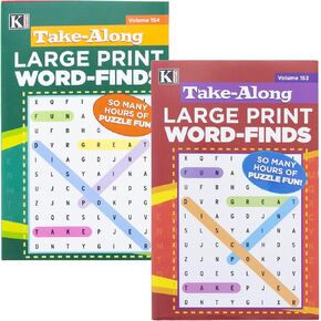 kappa take على طول كلمة طباعة كبيرة تجد كتاب الألغاز - 8 "× 5" الحجم 2 العناوين ، البحث عن الكلمات كتب الكلمات للمراهقين البالغين ، التعلم التدريبي مع اللعبة ، حزمة 2