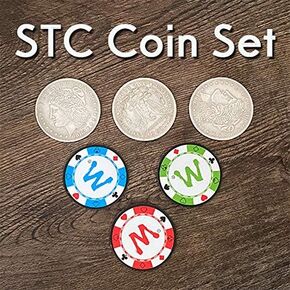 SUMAG STC Coin Set Magic Tricks Coin Change Penetrate Magic Close up Illusions Gimmick Props Multiplying Silver Coins to Chip Magic