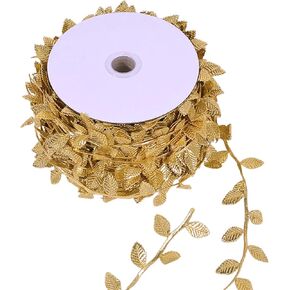 10 Yards Artificial Gold Leaf Ribbon Gold Leaf Garland for DIY Craft Garland Party Wedding Decorations Artificial Vines in Kuwait