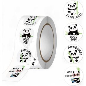 ملصقات مكافأة Panda لطيفة للمعلمين ، ملصقات الحوافز التحفيزية للأطفال ، 500 قطعة لفة 1 بوصة جولة 4 تصاميم ملصقات الحيوانات الرسوم المتحركة لجميع الطلاب جميع الطلاب