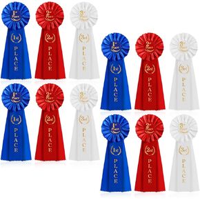 12 قطعة شرائط الجائزة Rosette Robbon Award Medals Ribbon 1st ، 2nd ، 3rd Winner Victory Ribbons Place Place for Honorable ، حدث رياضي ، مسابقة الأزياء ، عرض الخيول