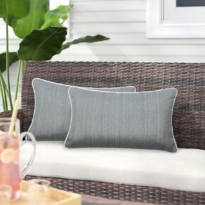 Magpie Fabrics Pack of 2 Outdoor Waterproof Lumbar Rectangular Throw Pillow with Insert, Home Decorative Toss Pillows All Weather Cushion for Patio Garden Car Office (12x20 Inch, Morgan Medal Print)