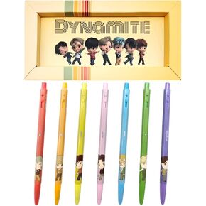 مسؤول البضائع BTS المرخصة KPOP Merch حرف Pallpoint Pen Black ، 0.5 مم ، (1 حزمة من 7 أقلام) (Mic Drop Ver.)