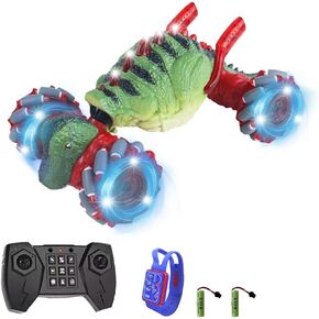 RC Stunt Car for Kids, Dinosaur Remote Control Car, 2.4GHz 4WD Gesture Sensing RC Cars with 360?Rotating Lights Music and 2 Batteries, Birthday Gifts for Boys and Girls (Blue), HG4-44 in Kuwait