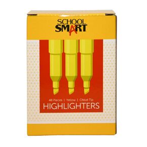 School Smart Pen Style Highlighters ، نصيحة إزميل ، أصفر ، حزمة من 48