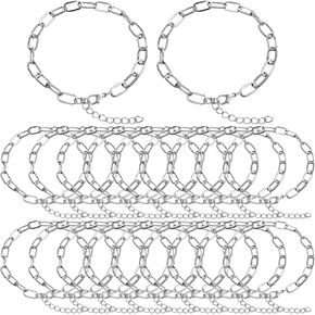 20pcs سلاسل سوار سحر الفضة لسلسلة سوار وصنع المجوهرات مع جراد البحر المجوهرات القابلة للتعديل DIY صنع أساور سلسلة المشابك للنساء الأساور الحرف الإمدادات