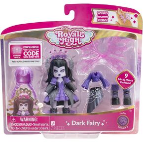 Royale High 3 "Dark Fairy Fashion Doll - رقم واحد مع 9 ملحقات للأزياء - رمز العنصر الافتراضي - السلسلة 2 - الأعمار 5+