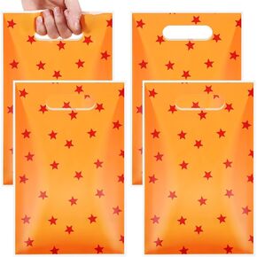 Sweetude 50 Pcs Anime Party Treat Gift Bags Yellow and Red Stars Anime Theme Treat Bags Cartoon Candy Wrapping with Handle for Birthday Favor Supplies
