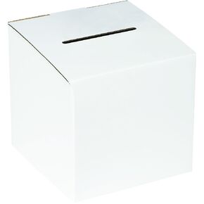 Boxes Fast BFMBALLOT White Corrugated Cardboard Ballot Box, 10 x 10 x 9-10 Inches, Suggestion Box, Raffle Ticket Holder, Large Voting Box (Pack of 10)