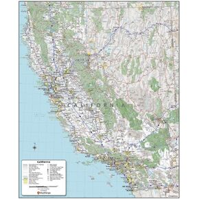 MapSherpa: خريطة جدار ولاية كاليفورنيا - مضغوط - ملصق 16 × 19 بوصة - التصفيح الأمامي