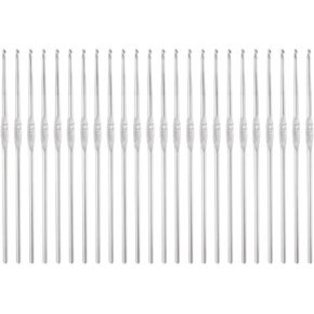 uxcell 24pcs crochet Hooks 3.5mm الحديد حاكمة إبر مريحة كروشيه ناعمة لخطف DIY الحرفية ، نغمة فضية
