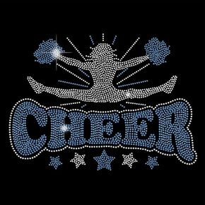 Superdant Cheer Iron-On Rhinestons Transfer Transfer Comepleader Bling Decals T-Shirt Stars Crystal Heat Transfer Hot Fix Stickers Sport Diamond Diamond Gifts for Cheerleader