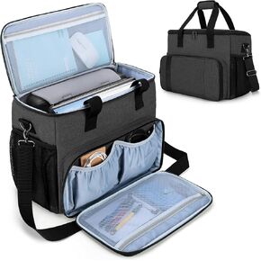 CURMIO Portable Printer Carrying Case Compatible with HP Tango/Tango X, OfficeJet 200/250, Wireless Mobile Printer Bag with 15.6" Laptop Sleeve and Accessory Pockets for Power Cable and Cartridges