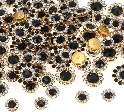 100pcs Sew on Rhinestones Crystals Glass Gems Gold Metal Claw Mixed 8mm 10mm 12mm 14mm Sunflower Garments for Sewing Headband Jewelry Crafts Clothes Shoes Belt Accessories Dress Wedding Deco in Saudi Arabia