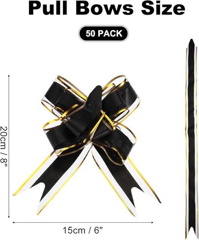 UXCELL 50PCS أصفر أقواس السحب 5.9 بوصات واسعة هدايا كبيرة الشريط لأقواس هدية هدية سلال الهدايا ديكور حفلات الزفاف عبوات الزهور والتغليف والزينة in Kuwait