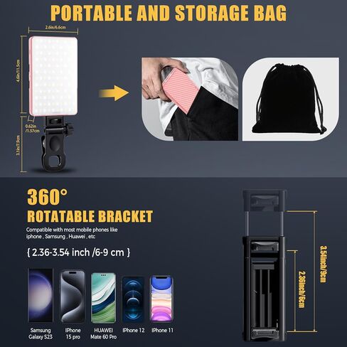 MACTREM 120 LED Selfie Light for iPhone, Phone Light, 3000Mah Portable Rechargeable Video Light, Adjusted 3 Light Modes, for iPhone, Camera, Laptop, iPad, Video Conference, TikTok,Makeup in Kuwait