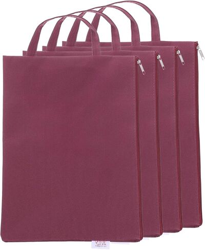 uxcell 4 Pcs Zipper File Bags, 9.6" x 13.4" Waterproof Oxford Fabric A4 Zipper Document Bag Storage Organizer Pouch with Handle for Organizing, Red in Saudi Arabia