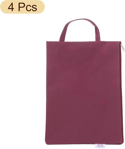 uxcell 4 Pcs Zipper File Bags, 9.6" x 13.4" Waterproof Oxford Fabric A4 Zipper Document Bag Storage Organizer Pouch with Handle for Organizing, Red in Saudi Arabia