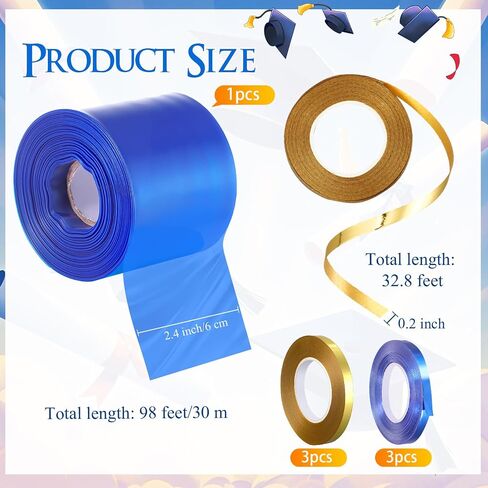 Fuutreo Graduation Candy Lei Making Kit 98 ft Candy Lei Poly Tubing with 6 Rolls 33 Feet Ribbon for DIY Graduation Packing Snacks Grad Party Supplies Gifts Craft(Blue,2.4 in) in Saudi Arabia