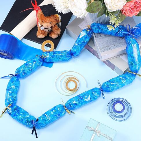 Fuutreo Graduation Candy Lei Making Kit 98 ft Candy Lei Poly Tubing with 6 Rolls 33 Feet Ribbon for DIY Graduation Packing Snacks Grad Party Supplies Gifts Craft(Blue,2.4 in) in Saudi Arabia