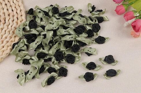 حزمة yycraft من 100 pcs شريط الساتان الوردي وردة مع ورقة الزفاف العروس الزفاف/الحرف in Kuwait