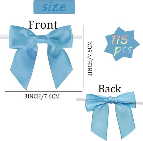 115 Pack Twist Tie Bows for Treat Bags 3" White Satin Ribbon Bows for Package Craft Gift Wrapping Decoration (Hot Pink) in Kuwait