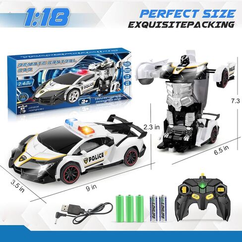 YOTOY Remote Control Car Toys - Transform RC Cars for Kids, One Button Transformation, 360 Degree Rotating Drifting, 2.4Ghz & 1:18 Scale, Gift for Kids Age 4 5 6 Years Old Boys and Girls in Saudi Arabia