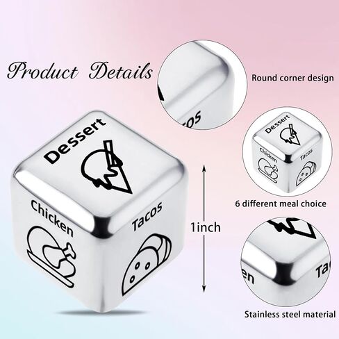 Date Night Dice Food Decision Dice Decider Food Choice Dice for Couples Whats for Dinner Dice Meal Decision Dice Funny Dice Stainless Steel for Him Her 6-Sided in Saudi Arabia