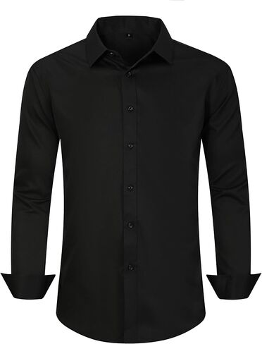 Men's Dress Shirt for Business & Casual - Black Button Long Sleeve - Office, Wedding, Dates Shirts in Saudi Arabia