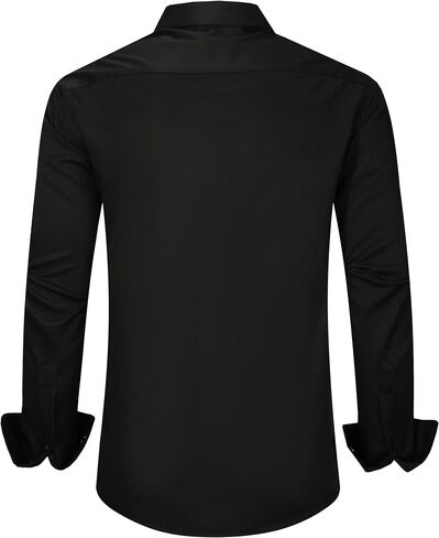 Men's Dress Shirt for Business & Casual - Black Button Long Sleeve - Office, Wedding, Dates Shirts in Saudi Arabia