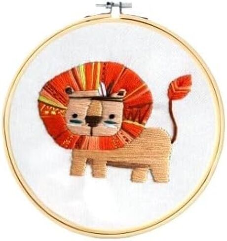Cute Lion Full Range Embroidery Kit DIY Kits for Adult Crafts Embroidery Starter Kit in Kuwait