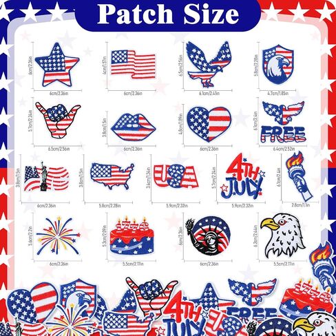 17 Pcs Independence Day Iron on Patches United States Memorial Day Flag Patch 4th of July Iron on for Clothing Jackets Jeans Pants Dress Backpack Hat Decoration Gift Independence Day in Saudi Arabia