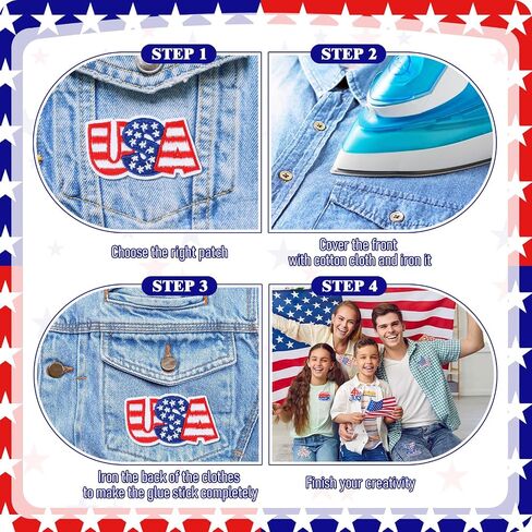 17 Pcs Independence Day Iron on Patches United States Memorial Day Flag Patch 4th of July Iron on for Clothing Jackets Jeans Pants Dress Backpack Hat Decoration Gift Independence Day in Saudi Arabia