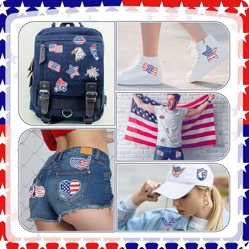 17 Pcs Independence Day Iron on Patches United States Memorial Day Flag Patch 4th of July Iron on for Clothing Jackets Jeans Pants Dress Backpack Hat Decoration Gift Independence Day in Saudi Arabia
