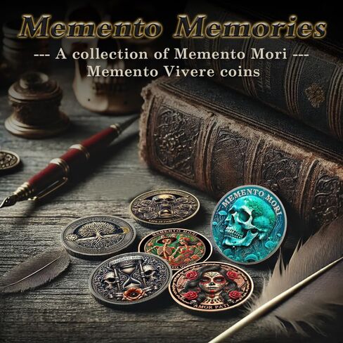 Memento Mori Coin Skull Challenge Coin Daily STOIC Therkender Tokender Token EDC COINS HOPTS HOWERGLASS SKULLANGE TRALLIBLE MEDALLION MEDALLION مع شجرة الحياة in Kuwait