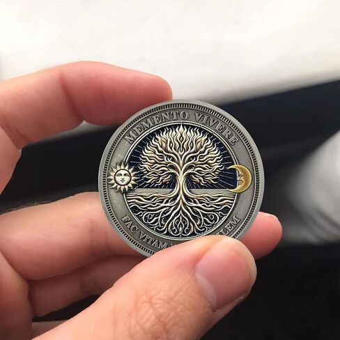 Memento Mori Coin Skull Challenge Coin Daily STOIC Therkender Tokender Token EDC COINS HOPTS HOWERGLASS SKULLANGE TRALLIBLE MEDALLION MEDALLION مع شجرة الحياة in Kuwait