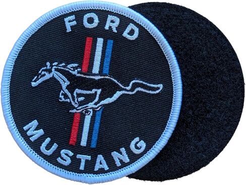 Ford Mustang Logo Circle Embroidered Patch 3 inch Round | Heat Seal Patch for Clothes, Jean Jacket, Black Backpack, Hat, Jackets, and More in Kuwait