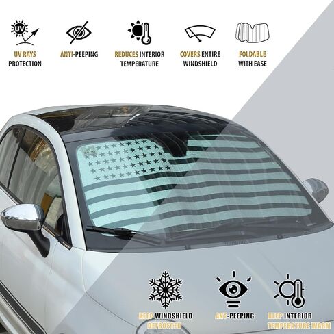 Windshield Sunshade Compatible with Fiat 500 2010-2024, Front Windshield Sunshade Foldable Reflective Sunshade for UV and Sun Auto Interior Accessories (Front Windshield one Piece) in Saudi Arabia