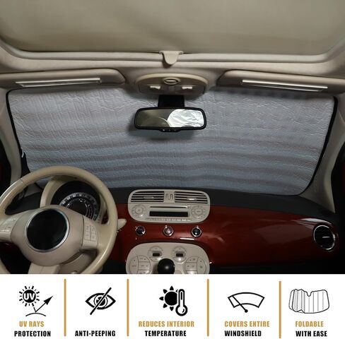 Windshield Sunshade Compatible with Fiat 500 2010-2024, Front Windshield Sunshade Foldable Reflective Sunshade for UV and Sun Auto Interior Accessories (Front Windshield one Piece) in Saudi Arabia
