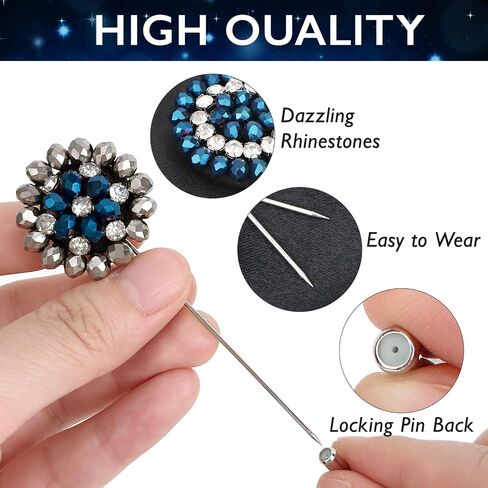 kilofly 4 pc Men's Lapel Pin Rhinestone Crystal Wedding Suit Boutonniere Brooch in Kuwait
