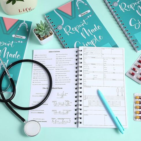 4 Pcs Nurse Report Sheet Notebooks Bulk Spiral Clinical Essentials Made Simple Pocket Journals Notepads for Nurse Week Appreciation Gifts Rn Students Medical Worker Supplies(Wide) in Saudi Arabia